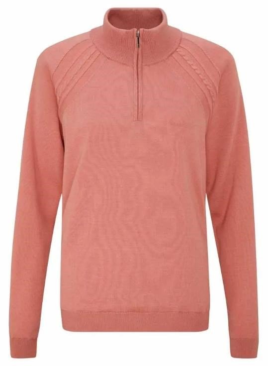 PING Melodie Half-zip lined suéter de mujer con forro, rosa apagado