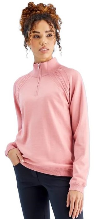 PING Melodie Half-zip lined suéter de mujer con forro, rosa apagado