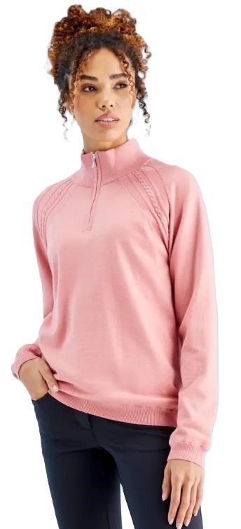 PING Melodie Half-zip lined suéter de mujer con forro, rosa apagado