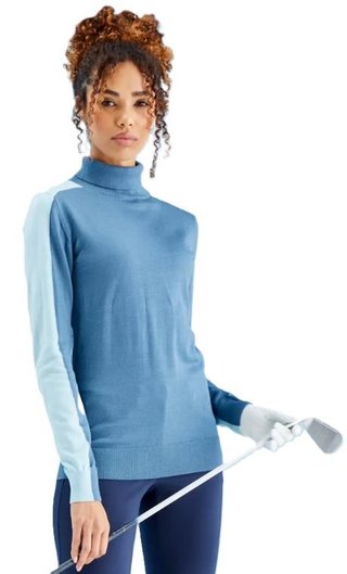 PING Lockett Roll neck jersey de mujer, blue fusion/crystal blue