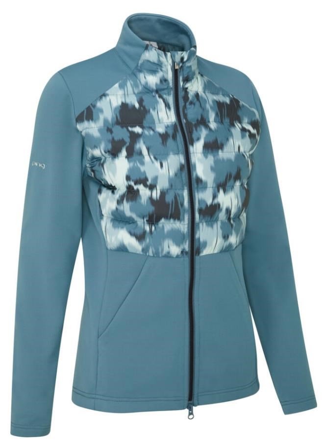 PING Clare Zoned fleece chaqueta de mujer, azul fusion/navy multi