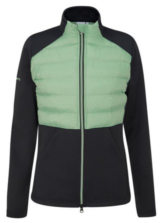 PING Clare Zoned chaqueta polar de mujer, black/eucalyptus multi