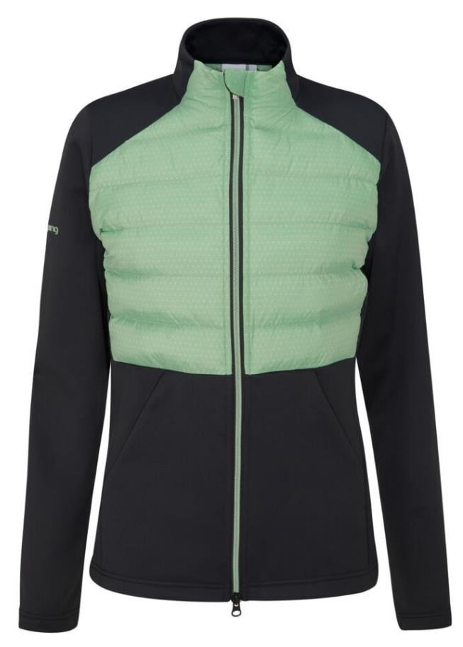 PING Clare Zoned chaqueta polar de mujer, black/eucalyptus multi