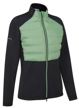 PING Clare Zoned chaqueta polar de mujer, black/eucalyptus multi