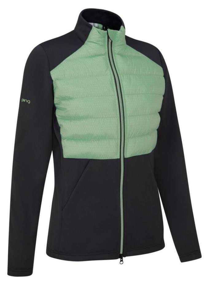 PING Clare Zoned chaqueta polar de mujer, black/eucalyptus multi