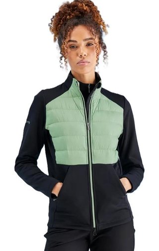 PING Clare Zoned chaqueta polar de mujer, black/eucalyptus multi