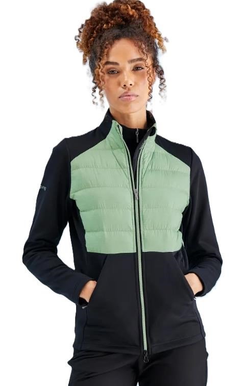 PING Clare Zoned chaqueta polar de mujer, black/eucalyptus multi