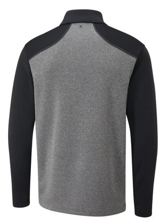 PING Ramsey half zip ribbed fleece pullover de hombre, negro jaspeado/negro