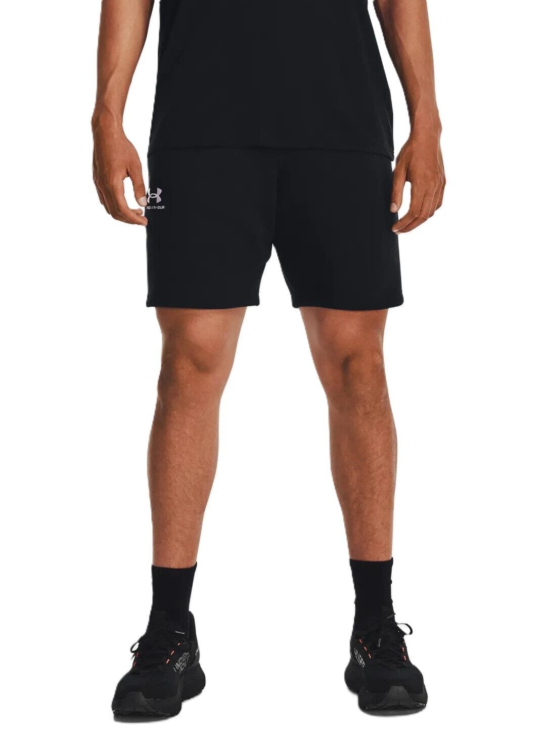 Under Armour Essential Fleece pantalones cortos de hombre, negro/blanco