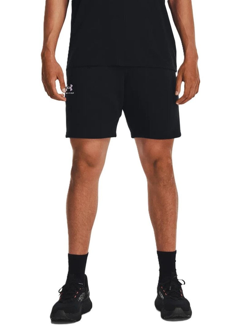 Under Armour Essential Fleece pantalones cortos de hombre, negro/blanco