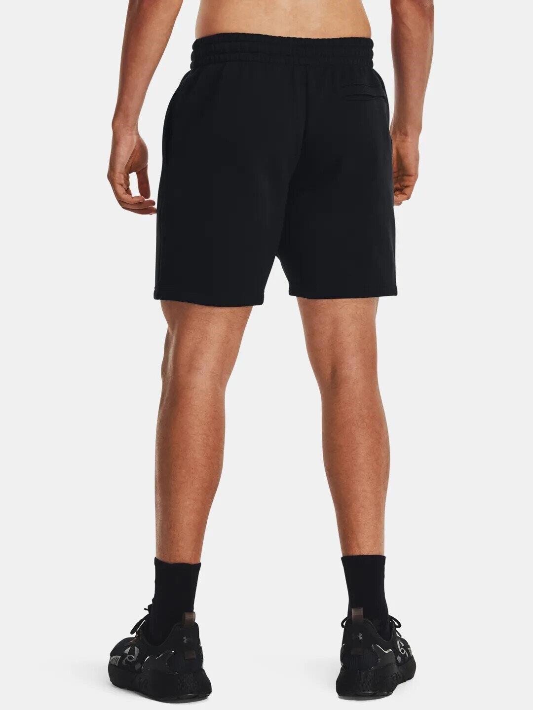 Under Armour Essential Fleece pantalones cortos de hombre, negro/blanco