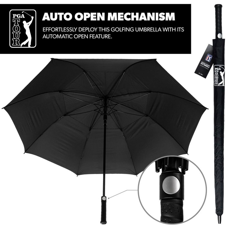 PGA Tour Windproof Double Canopy paraguas 62", negro