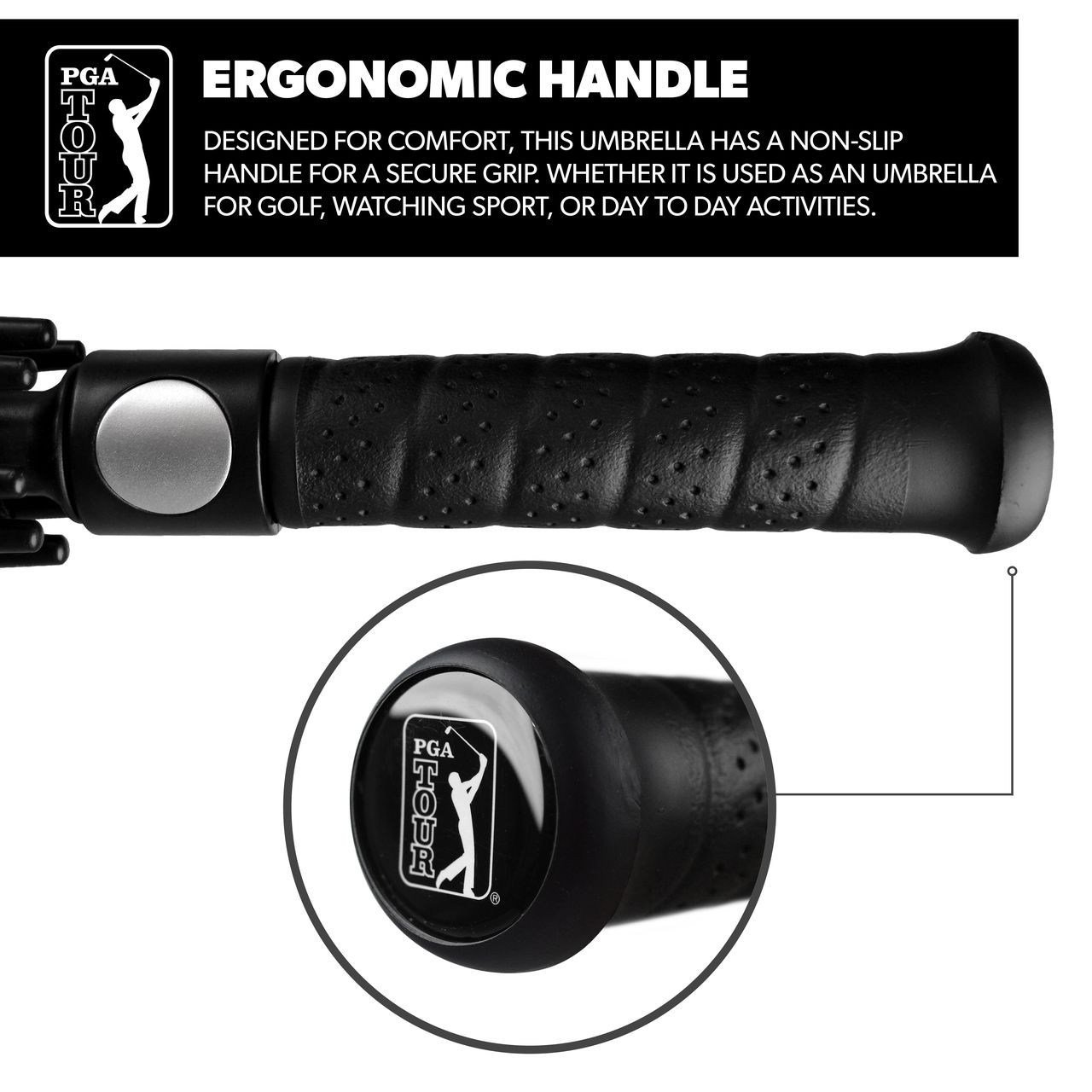 PGA Tour Windproof Double Canopy paraguas 62", negro