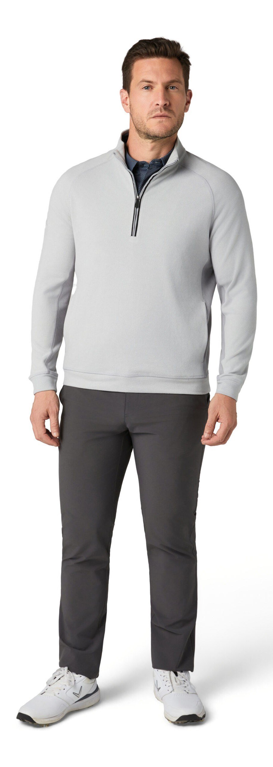 Callaway Brushed Rib 1/4 Zip sudadera de hombre, concrete