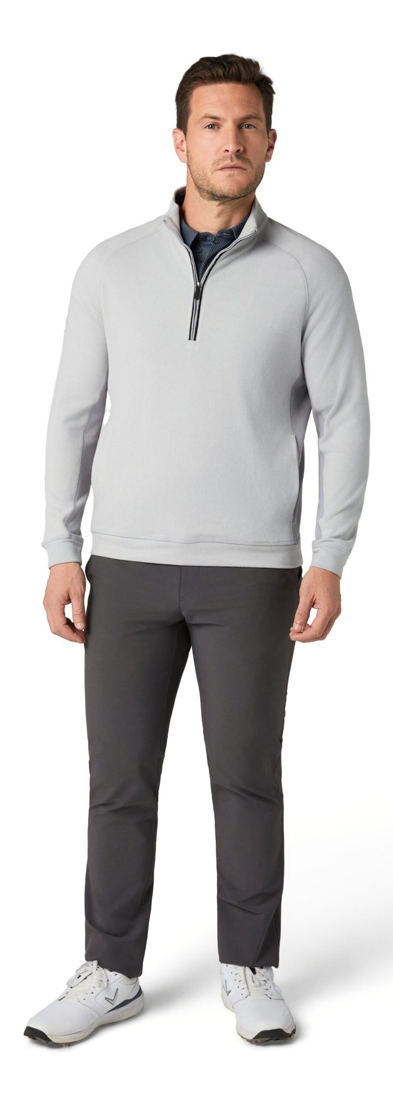 Callaway Brushed Rib 1/4 Zip sudadera de hombre, concrete