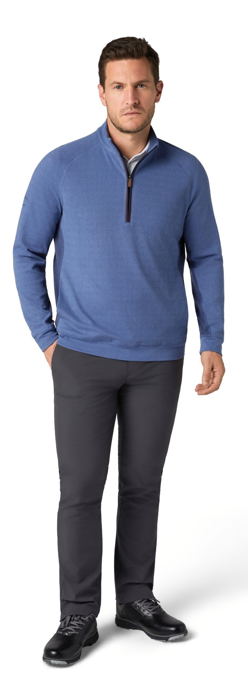 Callaway Brushed Rib 1/4 Zip sudadera de hombre, peacoat heather