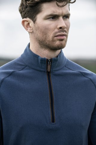 Callaway Brushed Rib 1/4 Zip sudadera de hombre, peacoat heather