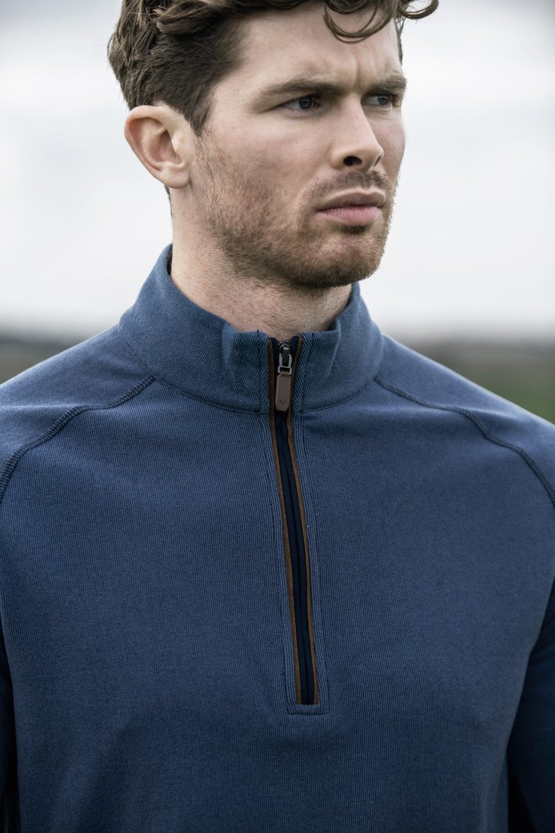 Callaway Brushed Rib 1/4 Zip sudadera de hombre, peacoat heather