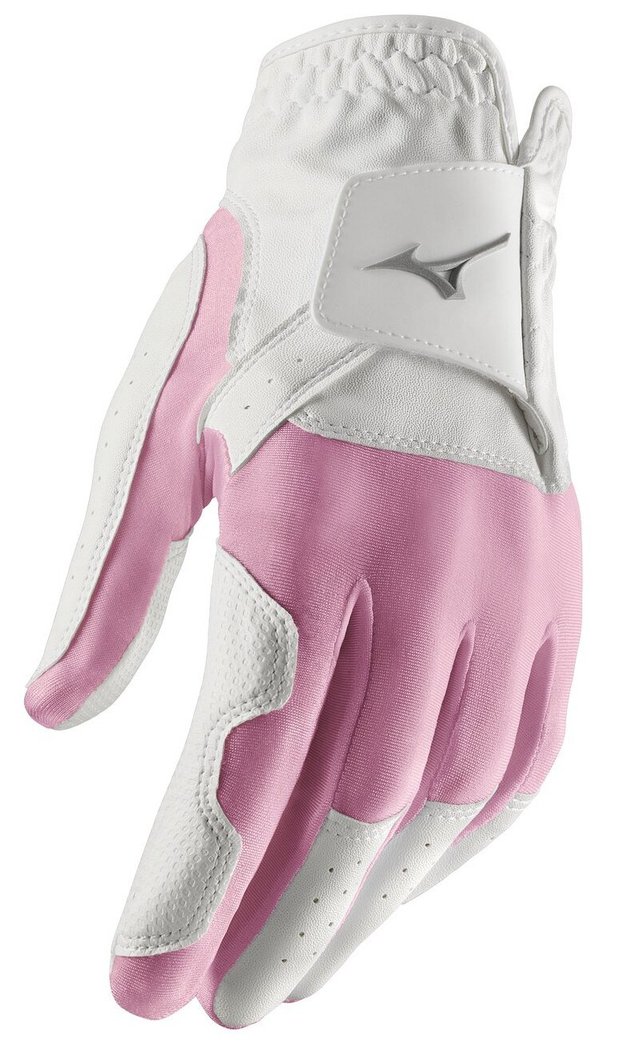 Guante de golf de mujer blanco y rosa con cierre de velcro
