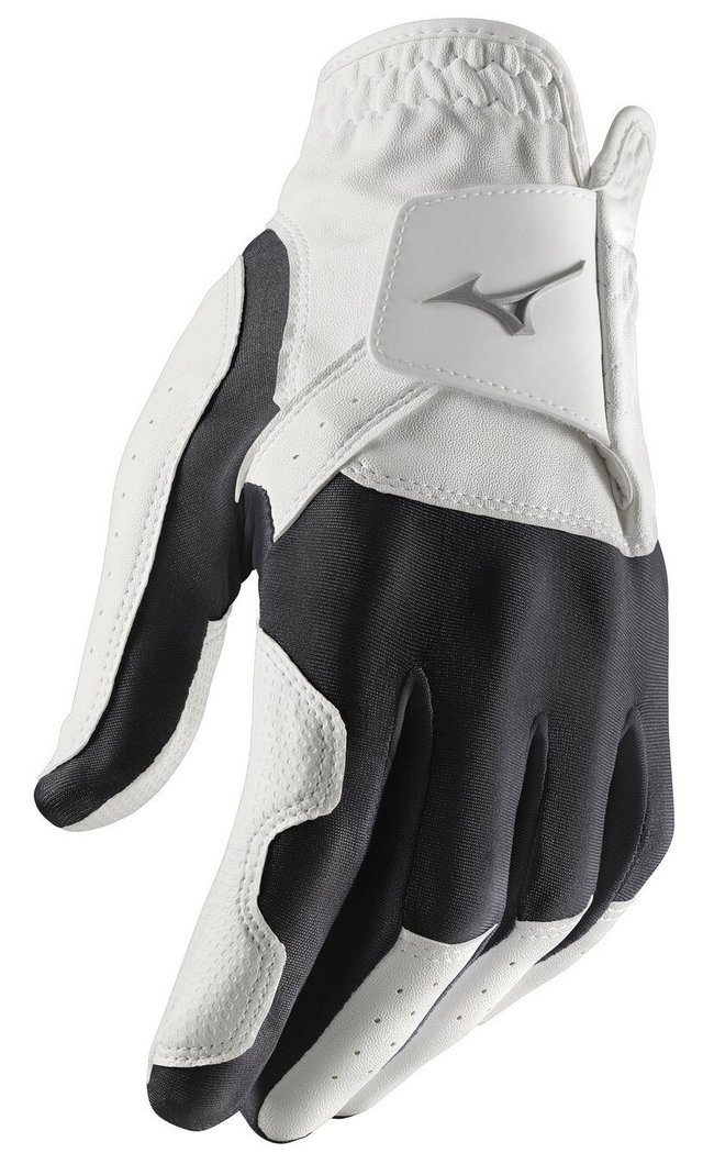 Guante de golf de hombre blanco y negro con paneles elásticos