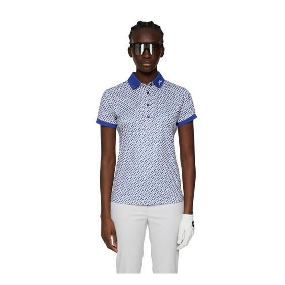 J.Lindeberg Tour Tech Print polo de mujer, tour geo moonbeam