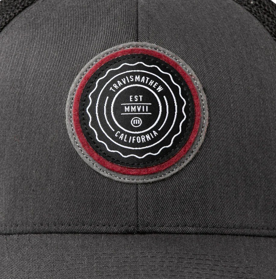 Travis Mathew The Patch gorra de hombre, heather grey pinstripe