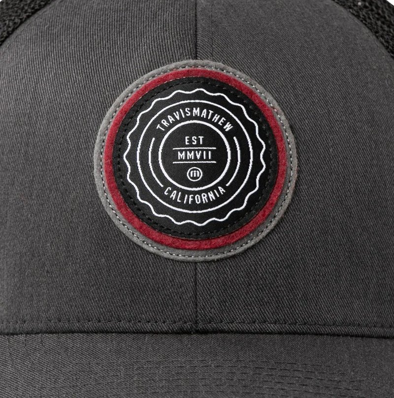 Travis Mathew The Patch gorra de hombre, heather grey pinstripe