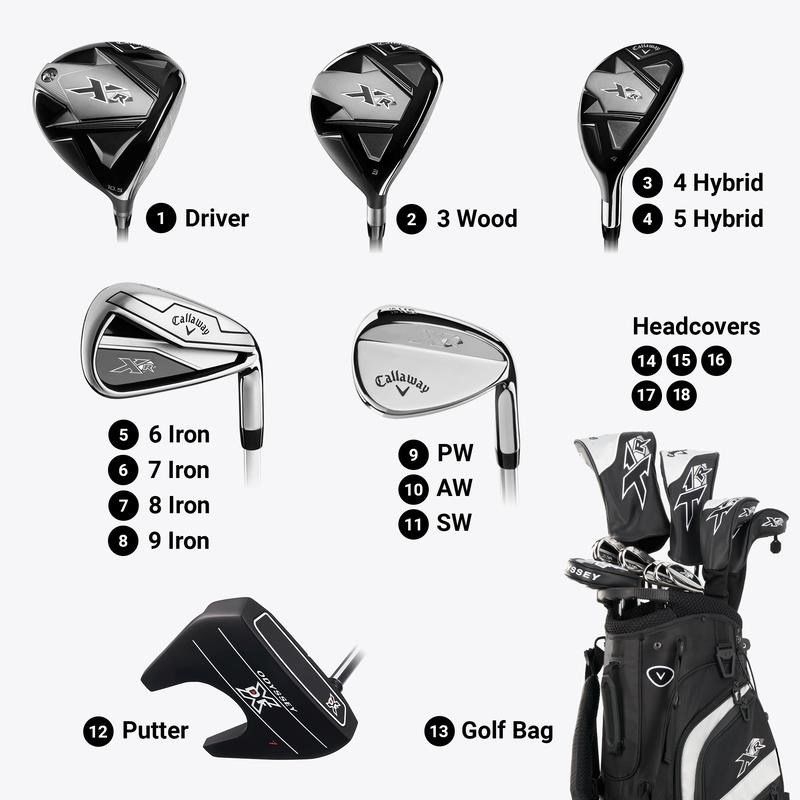 Callaway XR 26 13PC Black/Silver set de golf para hombre, grafito