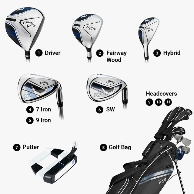 Callaway XJ-3 8PC set de golf junior, grafit, +stand bag, negro