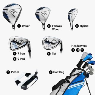 Callaway XJ-3 8PC set de golf junior, grafit, +stand bag, azul/blanco