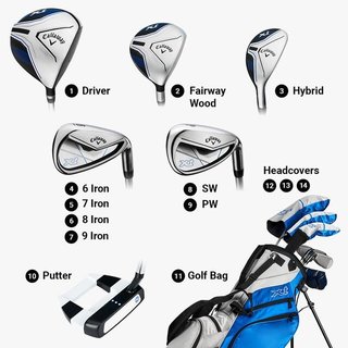 Callaway XT 26 11PC set de golf junior, grafito, + stand bag, azul/blanco