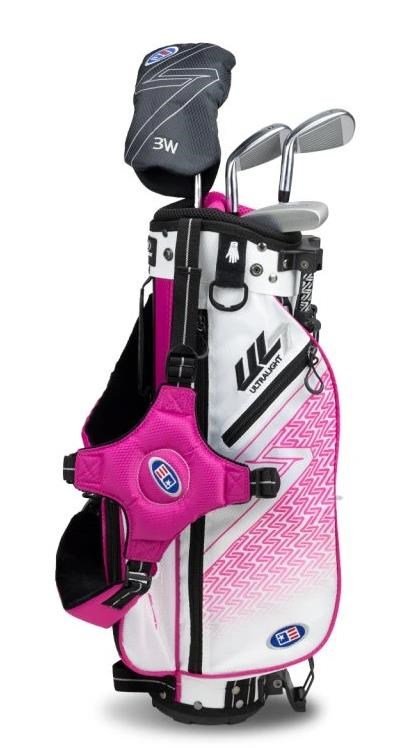 U.S. Kids Golf UL7-42 (107cm) set de golf junior, grafito, + bolsa stand, blanco/rosa