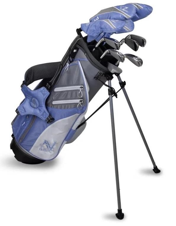 U.S. Kids Golf AV Cloud-60 (160cm) set de golf junior, grafito, 11 palos + bolsa de pie, gris/blanco/azul