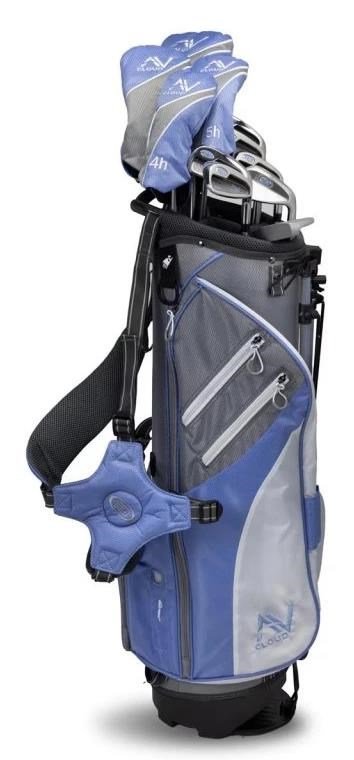 U.S. Kids Golf AV Cloud-60 (160cm) set de golf junior, grafito, 11 palos + bolsa de pie, gris/blanco/azul