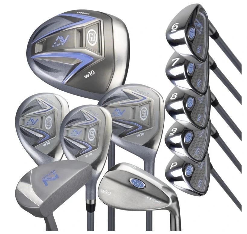 U.S. Kids Golf AV Cloud-60 (160cm) set de golf junior, grafito, 11 palos + bolsa de pie, gris/blanco/azul