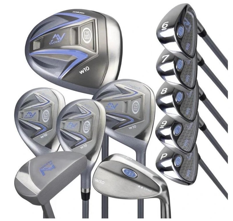 U.S. Kids Golf AV Cloud-60 (160cm) set de golf junior, grafito, 11 palos + bolsa de pie, gris/blanco/azul
