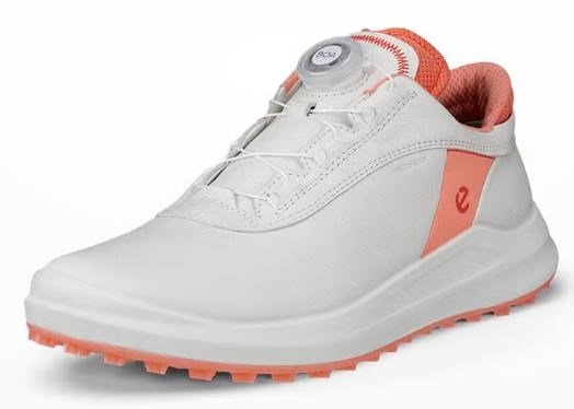 Ecco Core BOA zapatos de golf de mujer, blanco/burnt coral