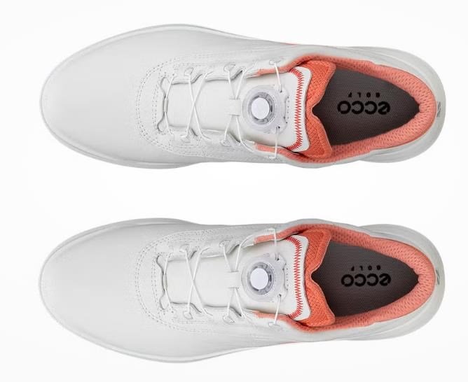 Ecco Core BOA zapatos de golf de mujer, blanco/burnt coral