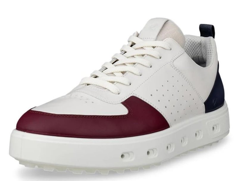 Ecco Street 720 zapatos de golf para mujer, dark ruby/white/marine
