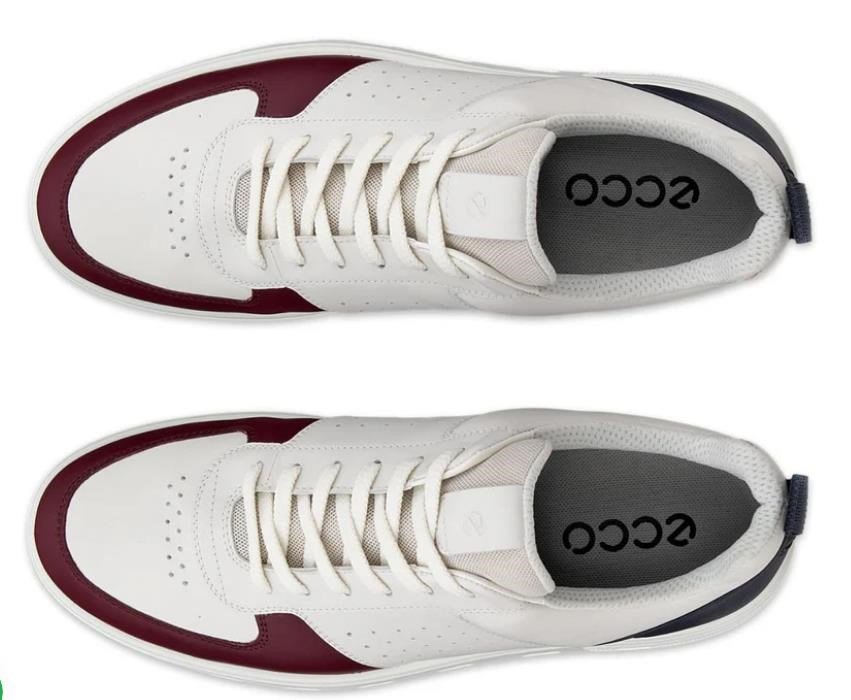 Ecco Street 720 zapatos de golf para mujer, dark ruby/white/marine