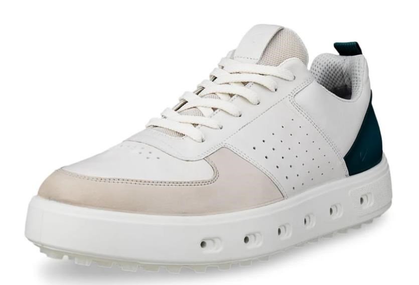Ecco Ecco Street 720 zapatos de golf para hombre, grava/blanco/verde bahía