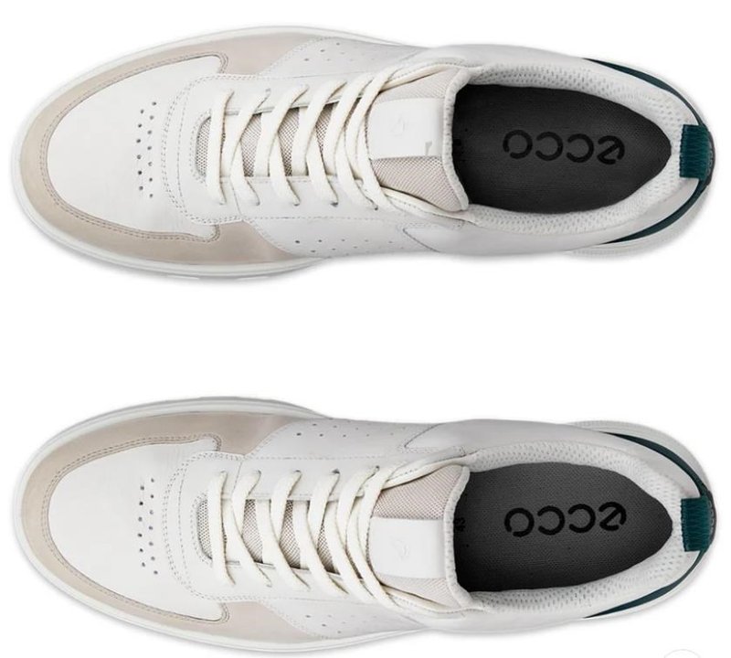 Ecco Ecco Street 720 zapatos de golf para hombre, grava/blanco/verde bahía