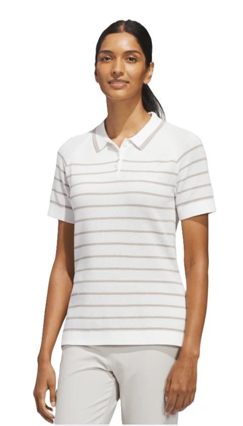 Adidas Ultimate365+ Stripe Knit polo de mujer, blanco