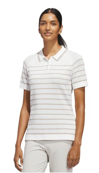 Adidas Ultimate365+ Stripe Knit polo de mujer, blanco