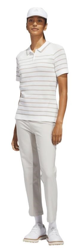 Adidas Ultimate365+ Stripe Knit polo de mujer, blanco