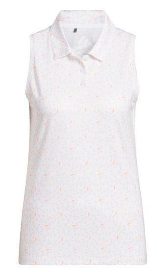 Adidas Ultimate365 All Over Print Sleeveless polo de mujer, blanco