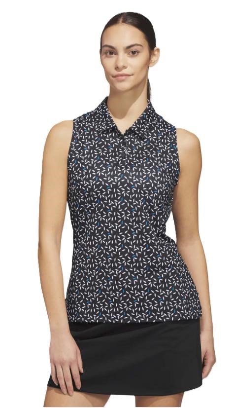 Adidas Ultimate365 All Over Print Sleeveless polo de mujer, negro