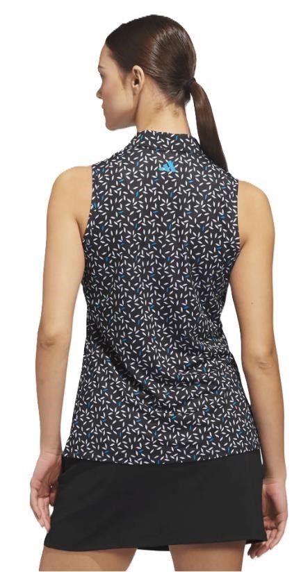 Adidas Ultimate365 All Over Print Sleeveless polo de mujer, negro