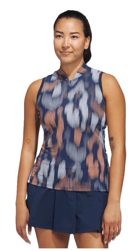 Adidas Ultimate 365 Ottoman Printed Sleeveless polo de mujer, azul marino