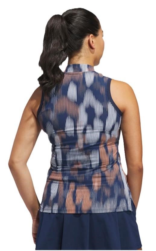 Adidas Ultimate 365 Ottoman Printed Sleeveless polo de mujer, azul marino